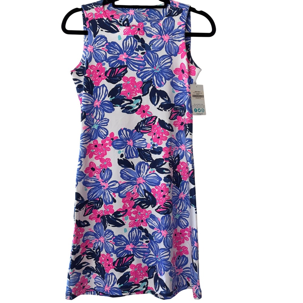 Mahi Gold Ryder Shift Dress XS Spring Fling Floral Blue Pink Sleeveless Mini